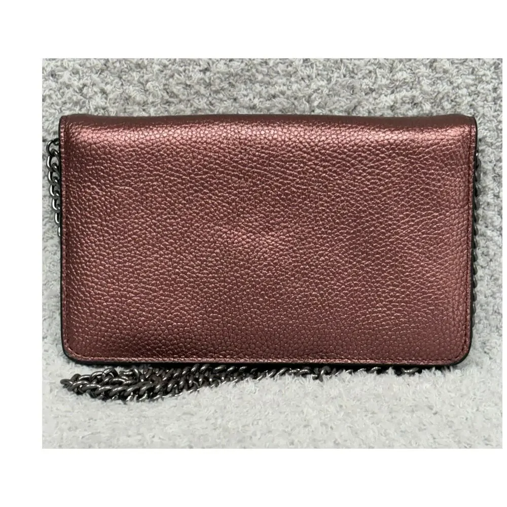Coach Metallic Burgundy Pebbled Leather Crossbody Purse F1580 #76953